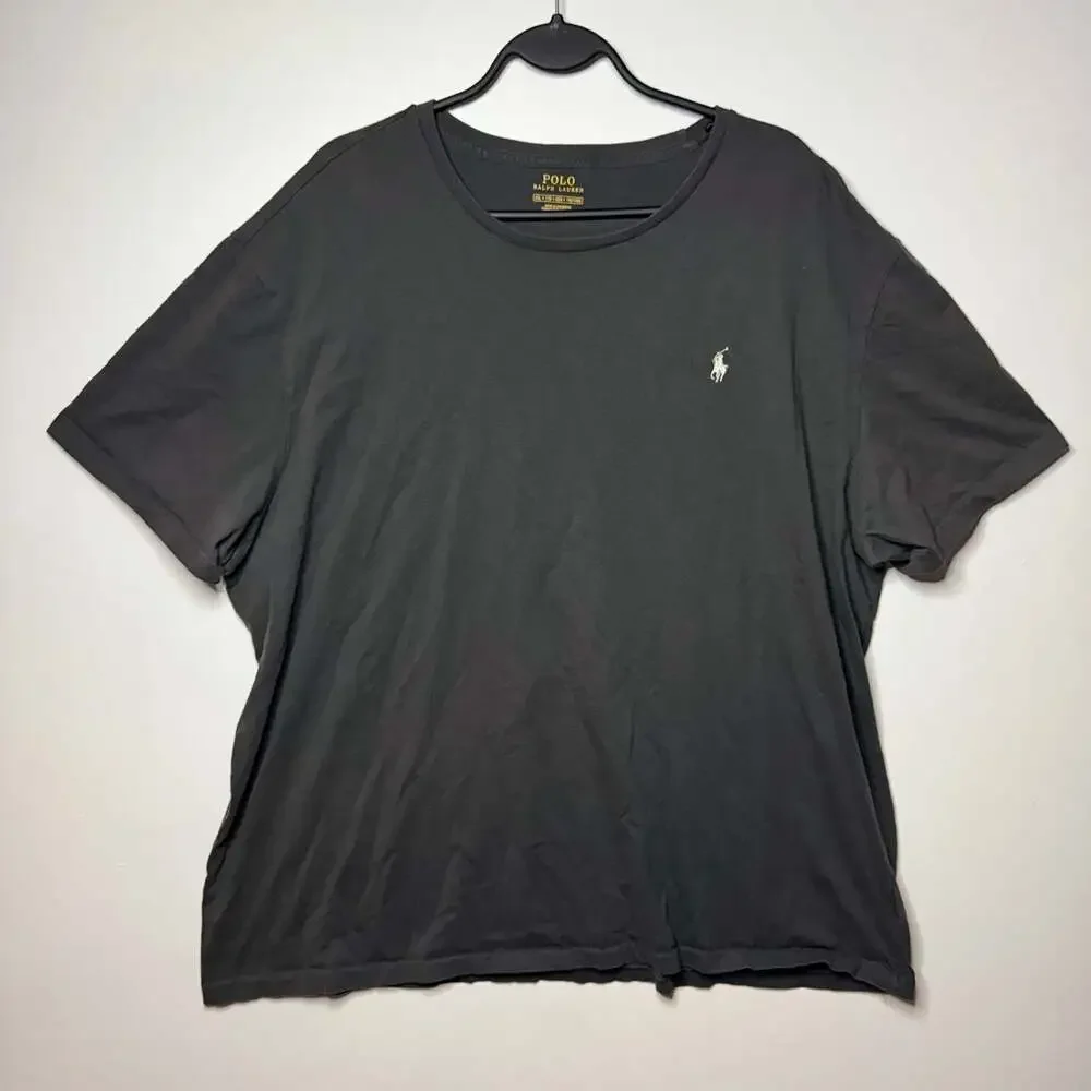 Polo Ralph Lauren Men's Black Crewneck T-Shirt with White Pony Logo XXL